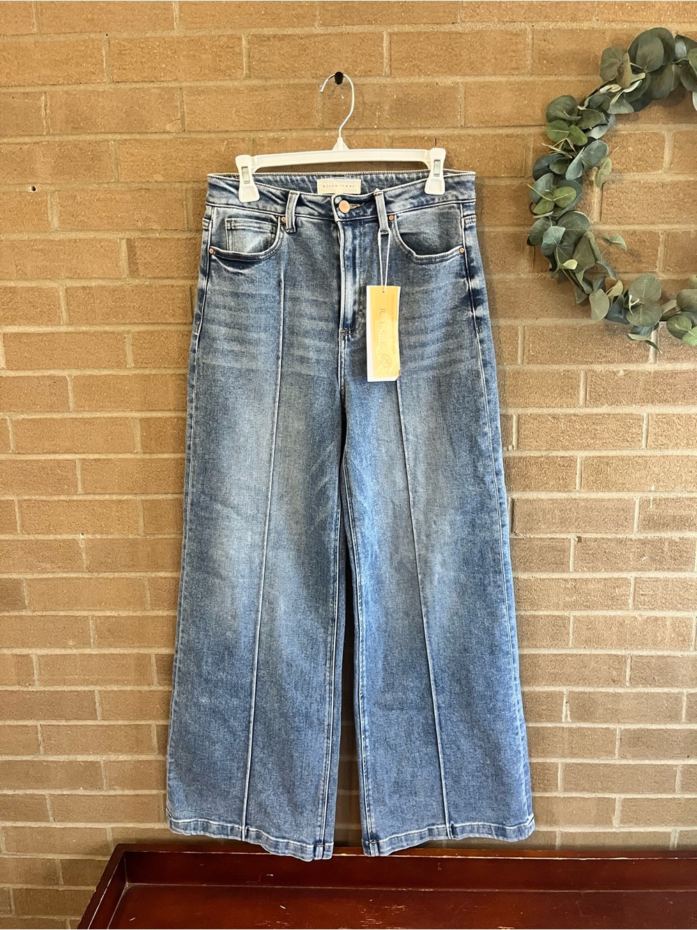 Wide Leg Flare Jeans in Faded Blue